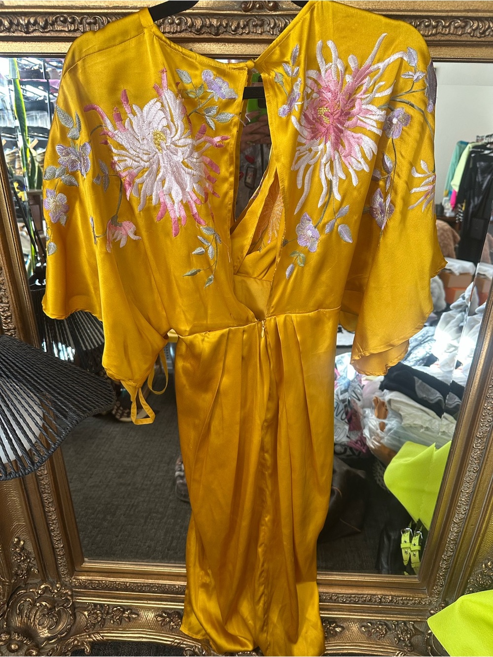 ASOS Marigold Silk Dress w/ Embroidery - Picture 5 of 7